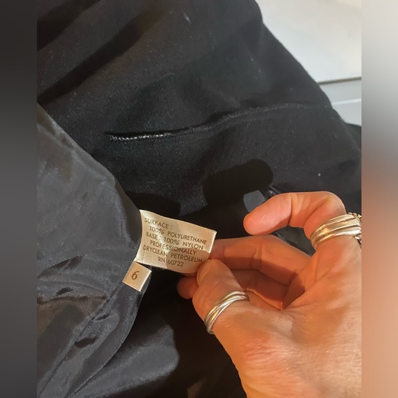 Vintage 80s Bill Blass Shiny Black Maxi Trench Coat With Wool Lining goth japan - Picture 16 of 16